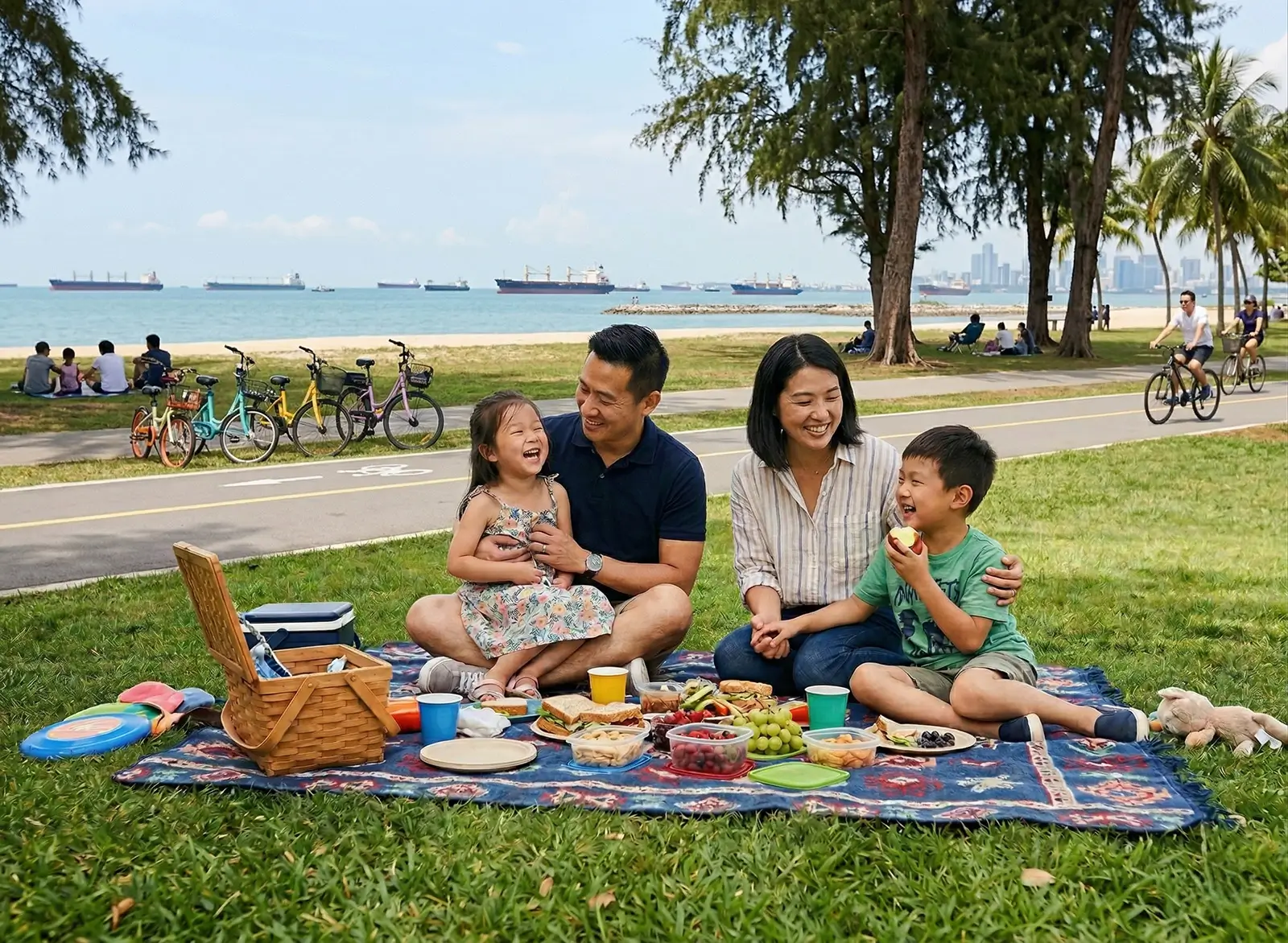 Happy family having a picnic