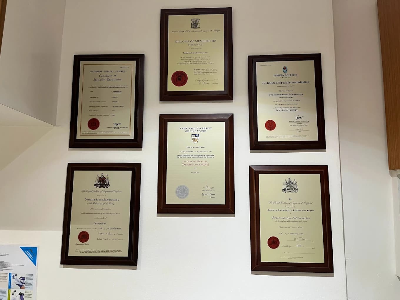 Wall of certificates